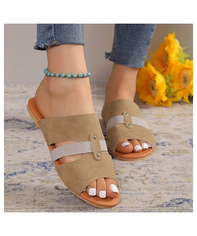 Sandals for Women Dressy Heel Comfortable Women Sandals Fashion Summer New Pattern Colored Open Toe Flat Bottom (Brown, 6.5) ...