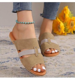 Sandals for Women Dressy Heel Comfortable Women Sandals Fashion Summer New Pattern Colored Open Toe Flat Bottom (Brown, 6.5) ...