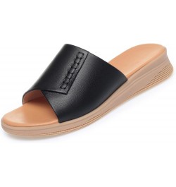 Women's Summer Thick Sole Wedge Sandals: Thick Sole Open Toe Slides - Stylish Beach Sandals Black $31.31 Sandals