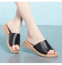 Women's Summer Thick Sole Wedge Sandals: Thick Sole Open Toe Slides - Stylish Beach Sandals Black $31.31 Sandals