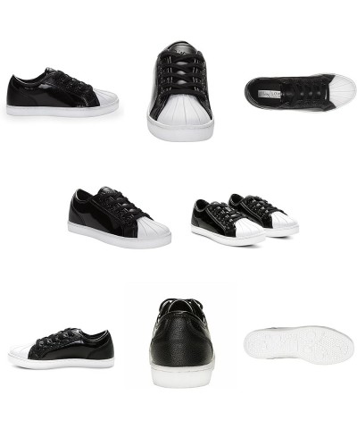 Unisex Fashion Sneakers – Glossy, Paris Praline Style, Black & White 7.5 Black/White $17.08 Fashion Sneakers