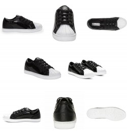 Unisex Fashion Sneakers – Glossy, Paris Praline Style, Black & White 7.5 Black/White $17.08 Fashion Sneakers