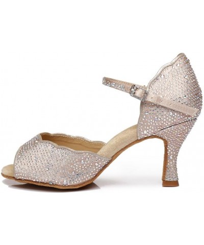 Women Ballroom Dance Shoes Rhinestones Latin Salsa Practice Perfermence Dance Shoes,Model L389 L389-beige-7.5cm Heel $31.89 A...