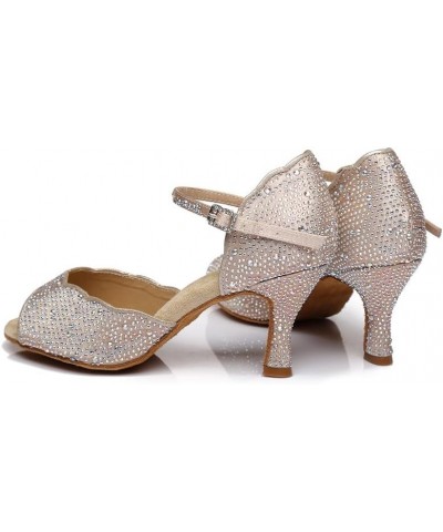 Women Ballroom Dance Shoes Rhinestones Latin Salsa Practice Perfermence Dance Shoes,Model L389 L389-beige-7.5cm Heel $31.89 A...