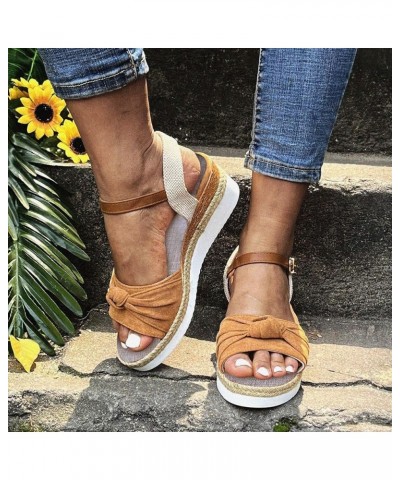 Sandals Women Dressy Summer Orthopedic Wedge Sandals Open Toe Ankle Strap Platform Sandals Casual Beach Outdoor Sandals 01bro...