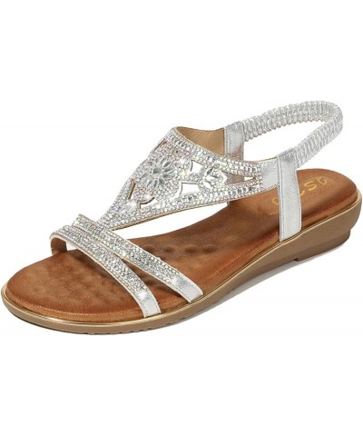 Fashion Flat Sandals, Ethnic Wind Rhinestone Sandals, Women's Outing and Travel Temperament Women's Shoes Yinse 41 $12.48 San...