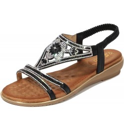 Fashion Flat Sandals, Ethnic Wind Rhinestone Sandals, Women's Outing and Travel Temperament Women's Shoes Yinse 41 $12.48 San...