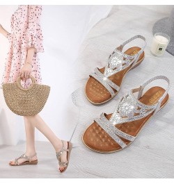 Fashion Flat Sandals, Ethnic Wind Rhinestone Sandals, Women's Outing and Travel Temperament Women's Shoes Yinse 41 $12.48 San...