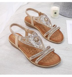 Fashion Flat Sandals, Ethnic Wind Rhinestone Sandals, Women's Outing and Travel Temperament Women's Shoes Yinse 41 $12.48 San...