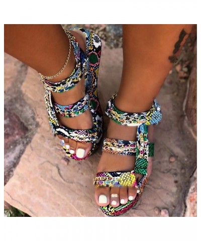 Sandals for Women Wedge,Fashion Summer Comfort Sandals Snakeskin Casual Daily Slip On Platform Sandals Flat Clip to Beach Sho...