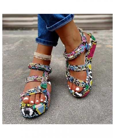 Sandals for Women Wedge,Fashion Summer Comfort Sandals Snakeskin Casual Daily Slip On Platform Sandals Flat Clip to Beach Sho...