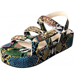 Sandals for Women Wedge,Fashion Summer Comfort Sandals Snakeskin Casual Daily Slip On Platform Sandals Flat Clip to Beach Sho...