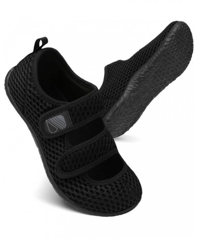 Womens Mens Slippers Lightweight Walking Shoes Adjustable Wide Diabetic Slippers Non-Slip Sneakers Sandals All Black $15.59 O...