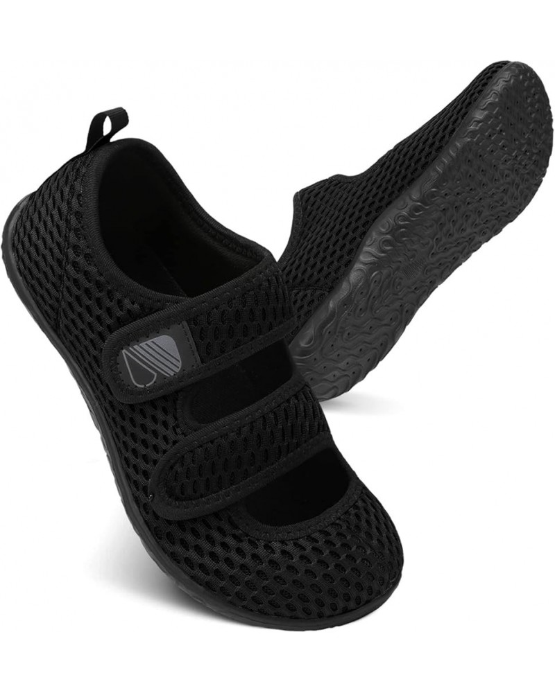 Womens Mens Slippers Lightweight Walking Shoes Adjustable Wide Diabetic Slippers Non-Slip Sneakers Sandals All Black $15.59 O...