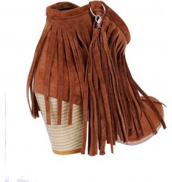 Womens Tassel Fringe Cowboy Boots Faux Suede Chunky High Heel Ankle Boots Brown $21.58 Boots