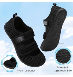 Womens Mens Slippers Lightweight Walking Shoes Adjustable Wide Diabetic Slippers Non-Slip Sneakers Sandals All Black $15.59 O...