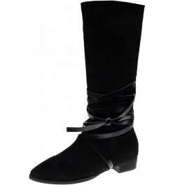 Boots for Women Cowboy Style Mid Calf Boots Waterproof Black Cowgirl Boots Motorcycle Riding Boots C-black $31.71 Boots