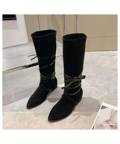 Boots for Women Cowboy Style Mid Calf Boots Waterproof Black Cowgirl Boots Motorcycle Riding Boots C-black $31.71 Boots