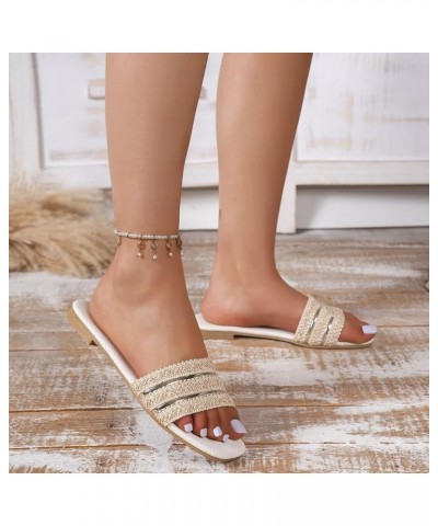 Women Slip On Sandals Ladies Slippers Fashion Candy Color Summer Thick Bottom Flat Comfy Casual Teen Girls Shoes Gde2-beige $...