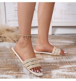 Women Slip On Sandals Ladies Slippers Fashion Candy Color Summer Thick Bottom Flat Comfy Casual Teen Girls Shoes Gde2-beige $...