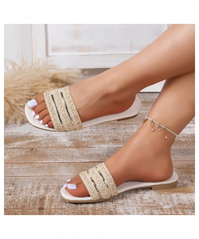 Women Slip On Sandals Ladies Slippers Fashion Candy Color Summer Thick Bottom Flat Comfy Casual Teen Girls Shoes Gde2-beige $...