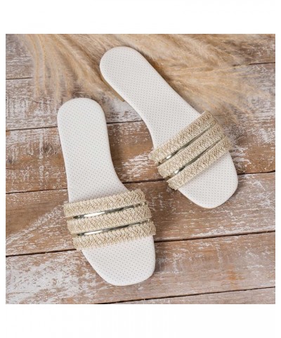 Women Slip On Sandals Ladies Slippers Fashion Candy Color Summer Thick Bottom Flat Comfy Casual Teen Girls Shoes Gde2-beige $...