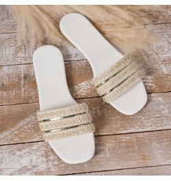 Women Slip On Sandals Ladies Slippers Fashion Candy Color Summer Thick Bottom Flat Comfy Casual Teen Girls Shoes Gde2-beige $...