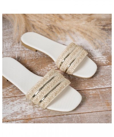 Women Slip On Sandals Ladies Slippers Fashion Candy Color Summer Thick Bottom Flat Comfy Casual Teen Girls Shoes Gde2-beige $...