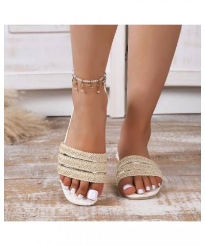 Women Slip On Sandals Ladies Slippers Fashion Candy Color Summer Thick Bottom Flat Comfy Casual Teen Girls Shoes Gde2-beige $...