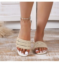 Women Slip On Sandals Ladies Slippers Fashion Candy Color Summer Thick Bottom Flat Comfy Casual Teen Girls Shoes Gde2-beige $...