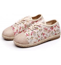 Girls Womens Linen Pastoral Preppy Style Floral Round Toe Canvas Sneakers Shoes Red $13.23 Athletic Shoes