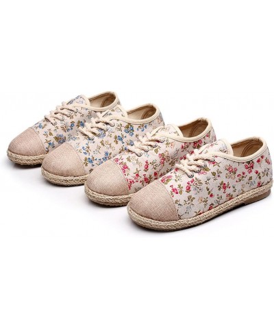 Girls Womens Linen Pastoral Preppy Style Floral Round Toe Canvas Sneakers Shoes Red $13.23 Athletic Shoes