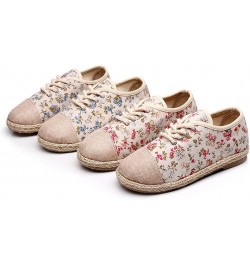 Girls Womens Linen Pastoral Preppy Style Floral Round Toe Canvas Sneakers Shoes Red $13.23 Athletic Shoes