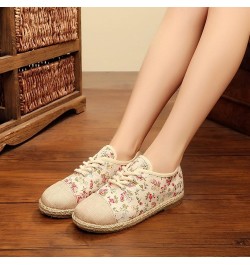 Girls Womens Linen Pastoral Preppy Style Floral Round Toe Canvas Sneakers Shoes Red $13.23 Athletic Shoes