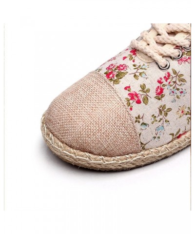 Girls Womens Linen Pastoral Preppy Style Floral Round Toe Canvas Sneakers Shoes Red $13.23 Athletic Shoes