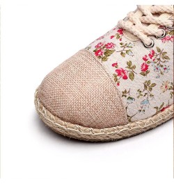 Girls Womens Linen Pastoral Preppy Style Floral Round Toe Canvas Sneakers Shoes Red $13.23 Athletic Shoes