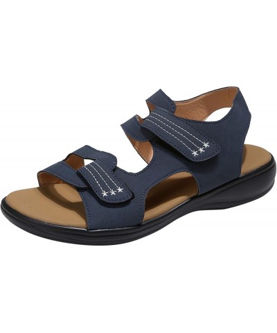 Sport Sandals For Women Women Flats Shoes Dressy Toddler Sandals Black Wedges For Women Flats For Women Sandals Comfor 8-blue...