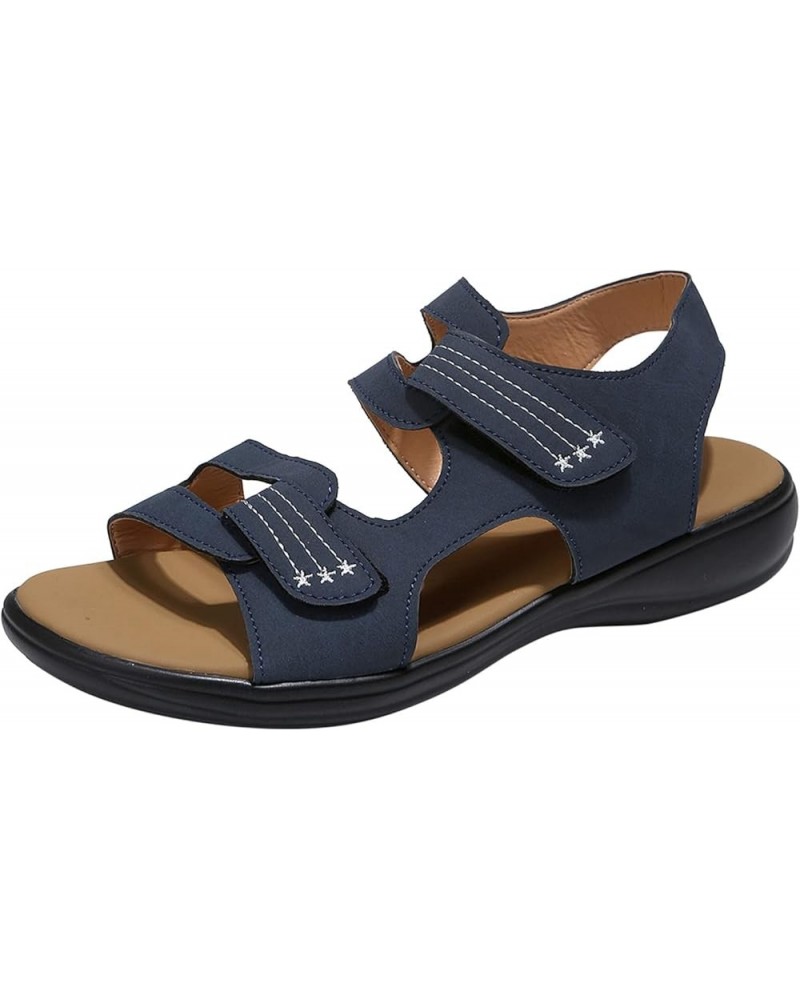 Sport Sandals For Women Women Flats Shoes Dressy Toddler Sandals Black Wedges For Women Flats For Women Sandals Comfor 8-blue...