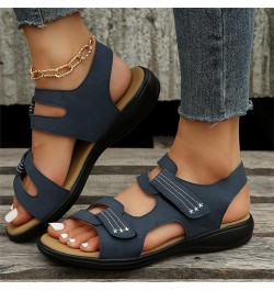 Sport Sandals For Women Women Flats Shoes Dressy Toddler Sandals Black Wedges For Women Flats For Women Sandals Comfor 8-blue...