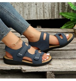 Sport Sandals For Women Women Flats Shoes Dressy Toddler Sandals Black Wedges For Women Flats For Women Sandals Comfor 8-blue...