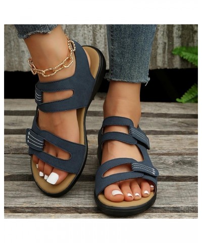 Sport Sandals For Women Women Flats Shoes Dressy Toddler Sandals Black Wedges For Women Flats For Women Sandals Comfor 8-blue...