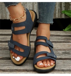 Sport Sandals For Women Women Flats Shoes Dressy Toddler Sandals Black Wedges For Women Flats For Women Sandals Comfor 8-blue...