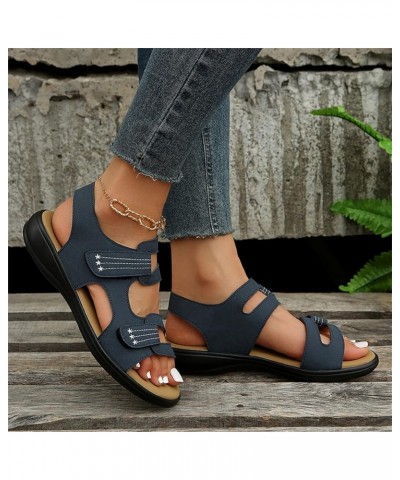 Sport Sandals For Women Women Flats Shoes Dressy Toddler Sandals Black Wedges For Women Flats For Women Sandals Comfor 8-blue...