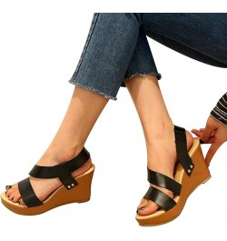 Wedge Sandals for Women Dressy Summer Leather Ankle Straps Slip-on Open Toe Beach Fashion Sandals Women's Casual Comfortable ...