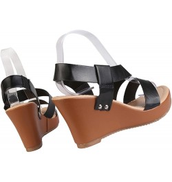 Wedge Sandals for Women Dressy Summer Leather Ankle Straps Slip-on Open Toe Beach Fashion Sandals Women's Casual Comfortable ...