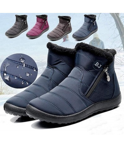 Winter Boots For Women Slip On Shoes Outdoor Fur Lined Lining Warm Snow Boots Comfortable Waterproof Ankle Booties Coffee $15...