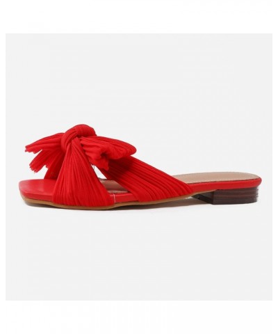 Slides Beach Sandals for Women Summer Women's Summer Flat Bowknot Open Toe Slippers Red $18.20 Sandals