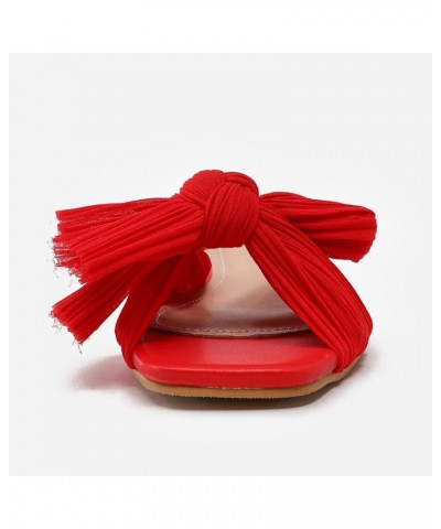 Slides Beach Sandals for Women Summer Women's Summer Flat Bowknot Open Toe Slippers Red $18.20 Sandals