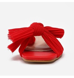 Slides Beach Sandals for Women Summer Women's Summer Flat Bowknot Open Toe Slippers Red $18.20 Sandals