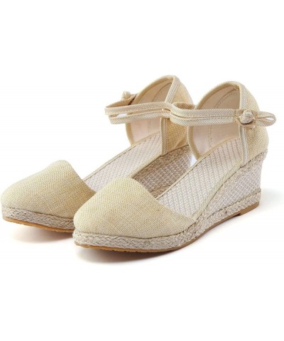 Women Platform Sandals Women Wedges Size 12 Women Platform Beach Sandals For Woman Low Heeled Black Sandals For Women Beige-j...